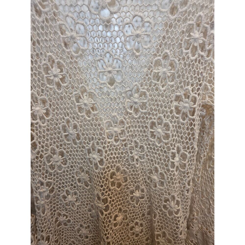 American Rag Cie Crochet Lace Cardigan Womens Large Ivory Bell Sleeve Bohemian - Picture 4 of 8
